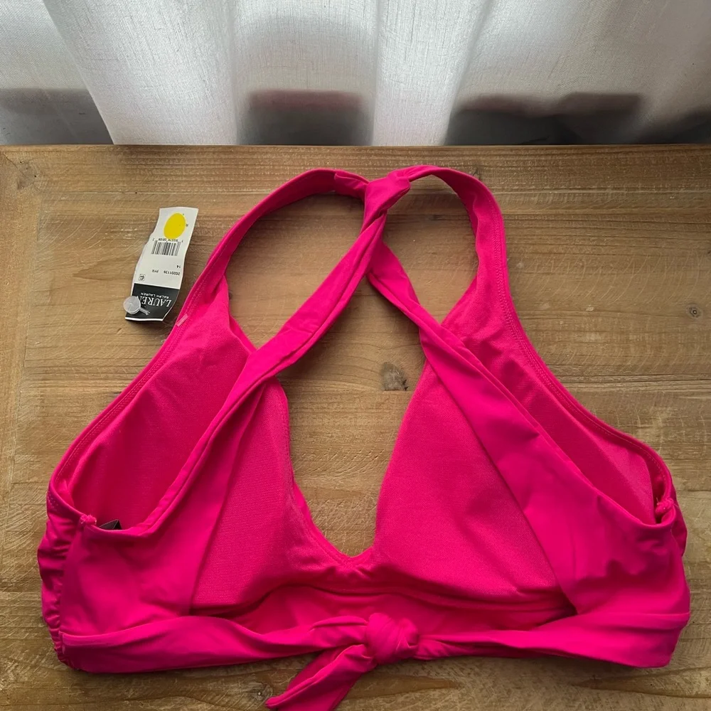 Lauren Ralph Lauren Women's Beach Club Solid Twist Cross Back Bikini Top New - Picture 5 of 6